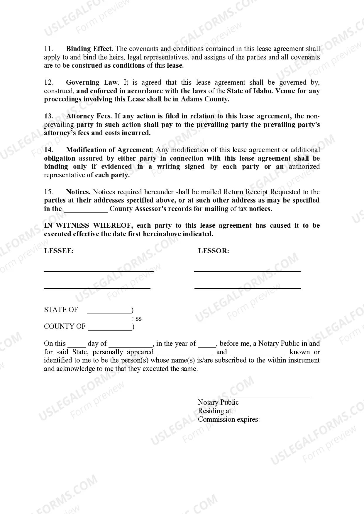 Preview Grazing Lease Agreement