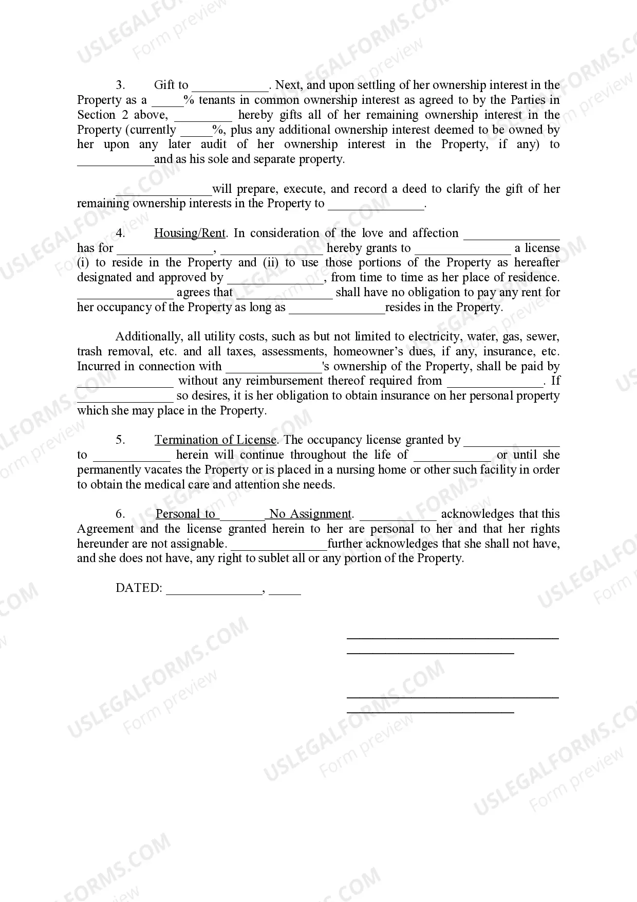 Preview Agreement and Gift