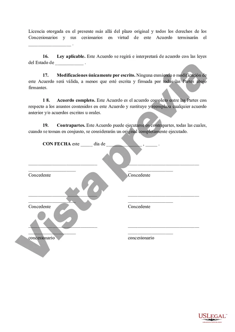 Preview Acuerdo de licencia irrevocable