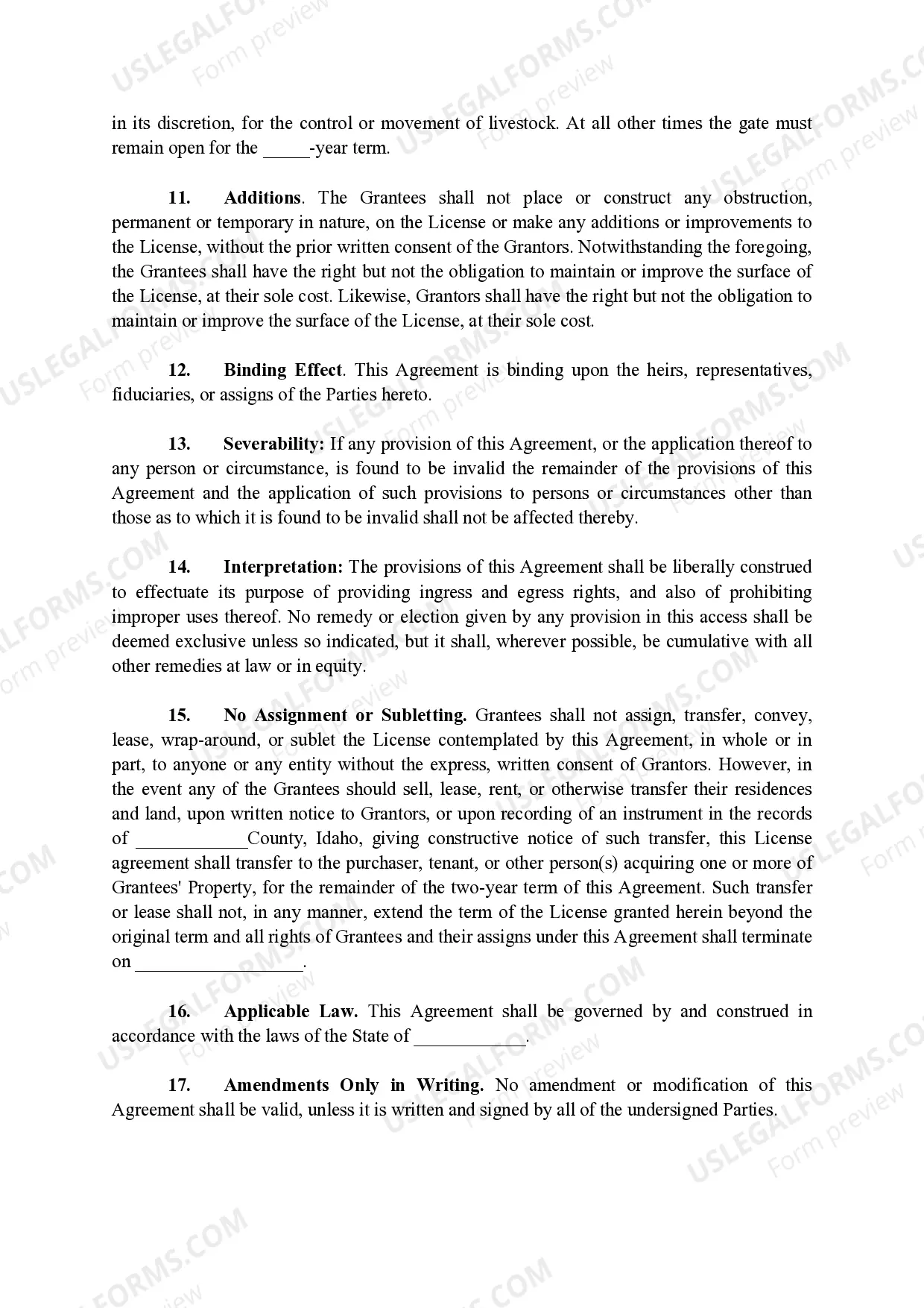 Preview Irrevocable License Agreement