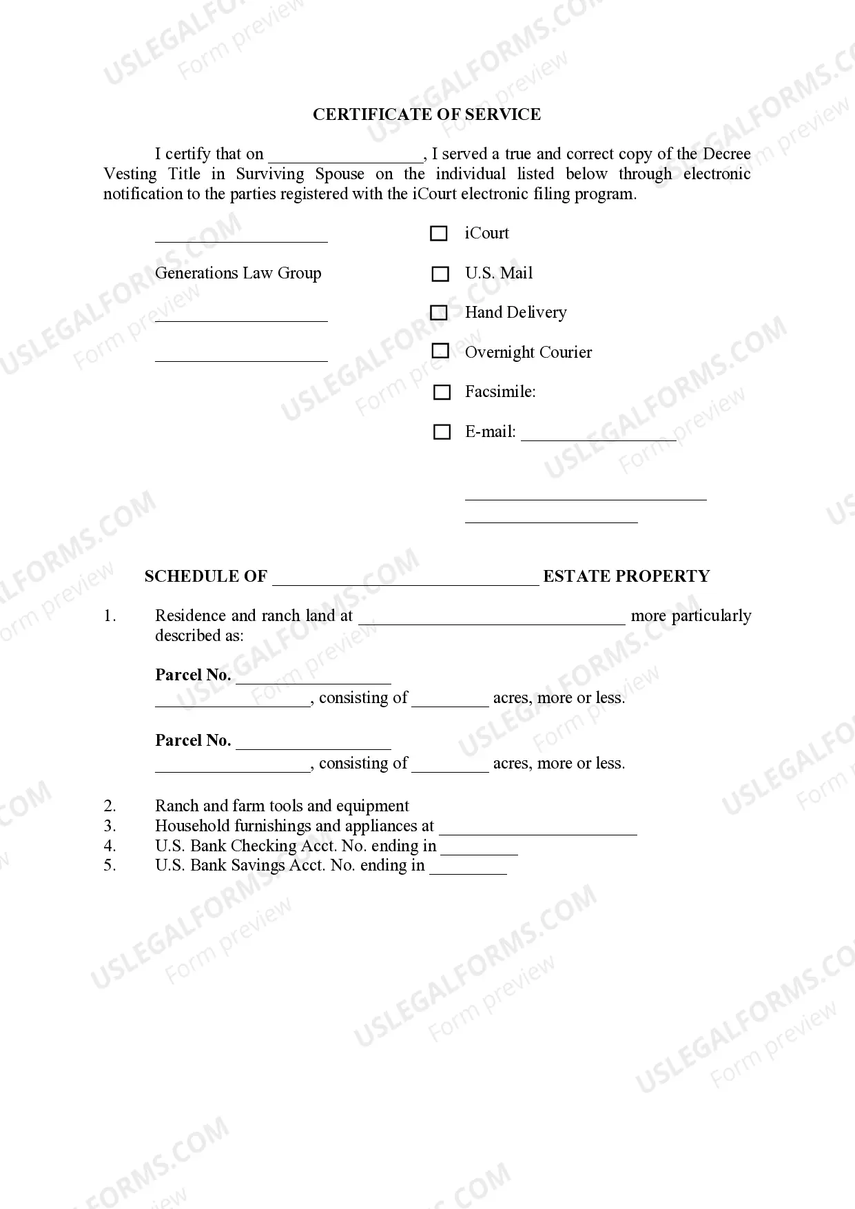 Preview Decree Vesting Estate in Surviving Spouse