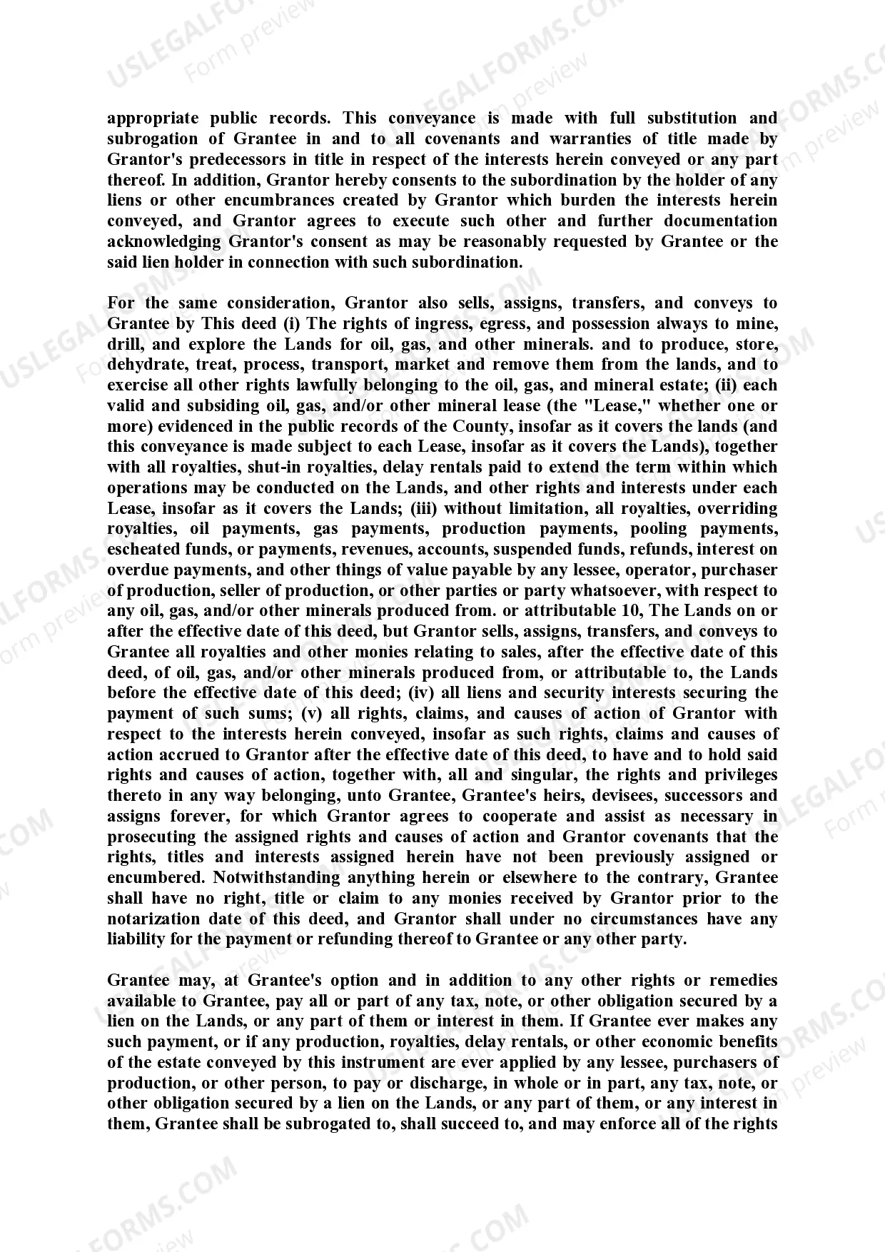 Preview Mineral and Royalty Deed