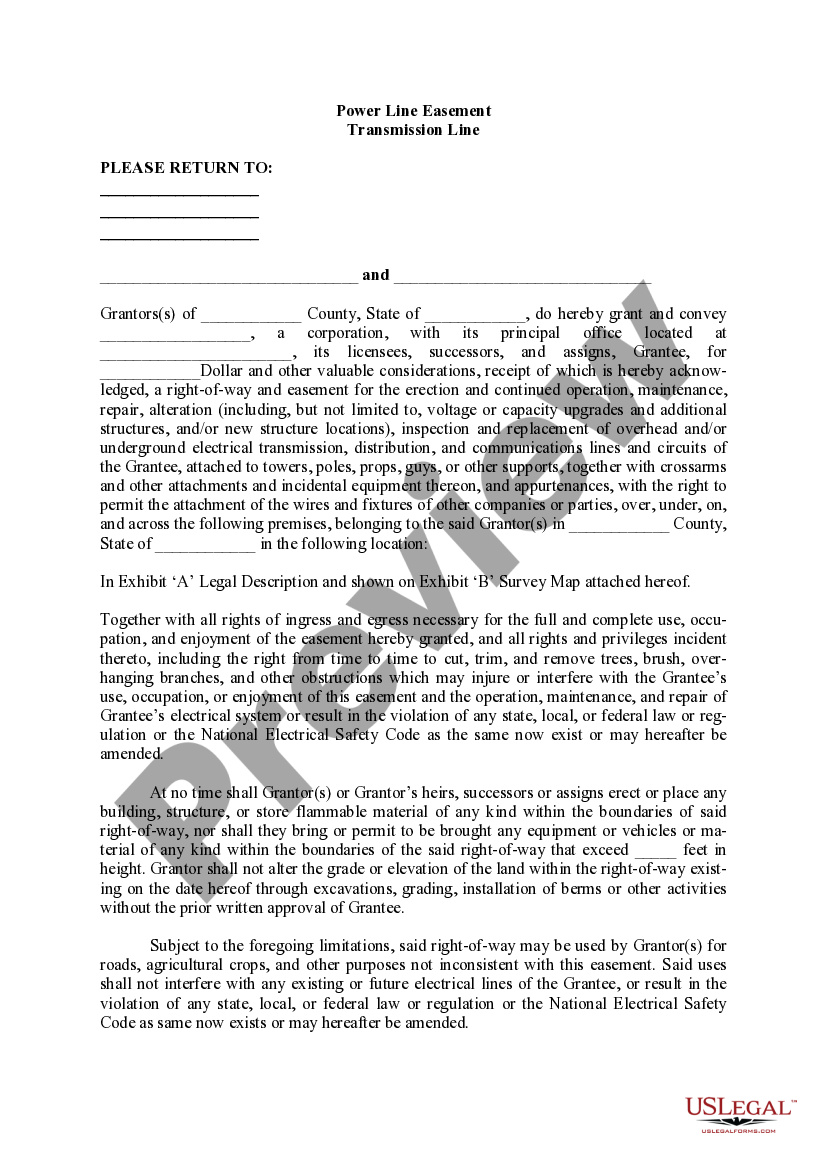 Idaho Power Line Easement Power Easement US Legal Forms
