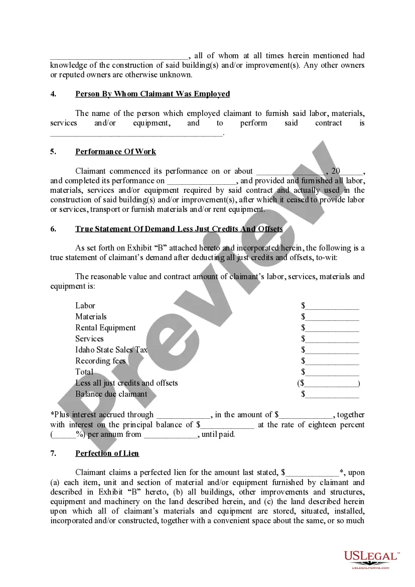 Preview Mechanics Lien Claim