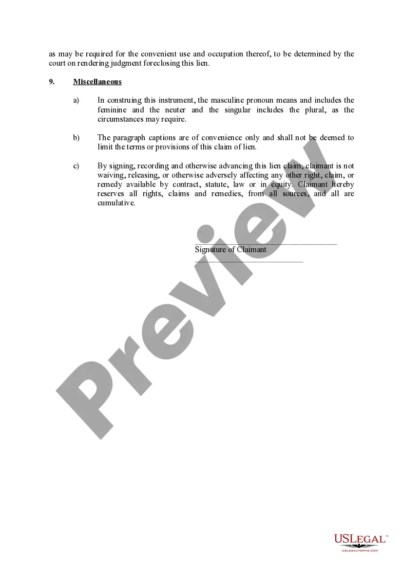 Preview Mechanics Lien Claim