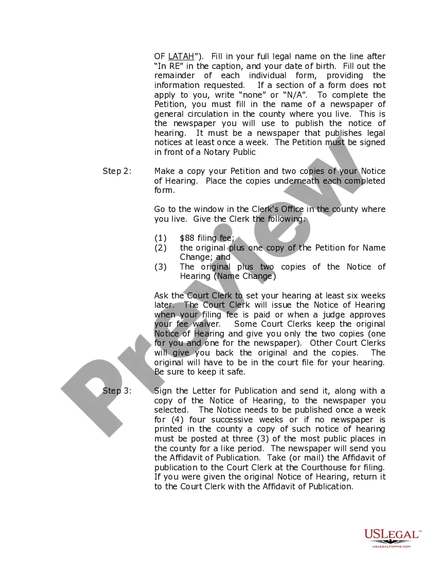 Preview Idaho Name Change Instructions and Forms Package for an Adult