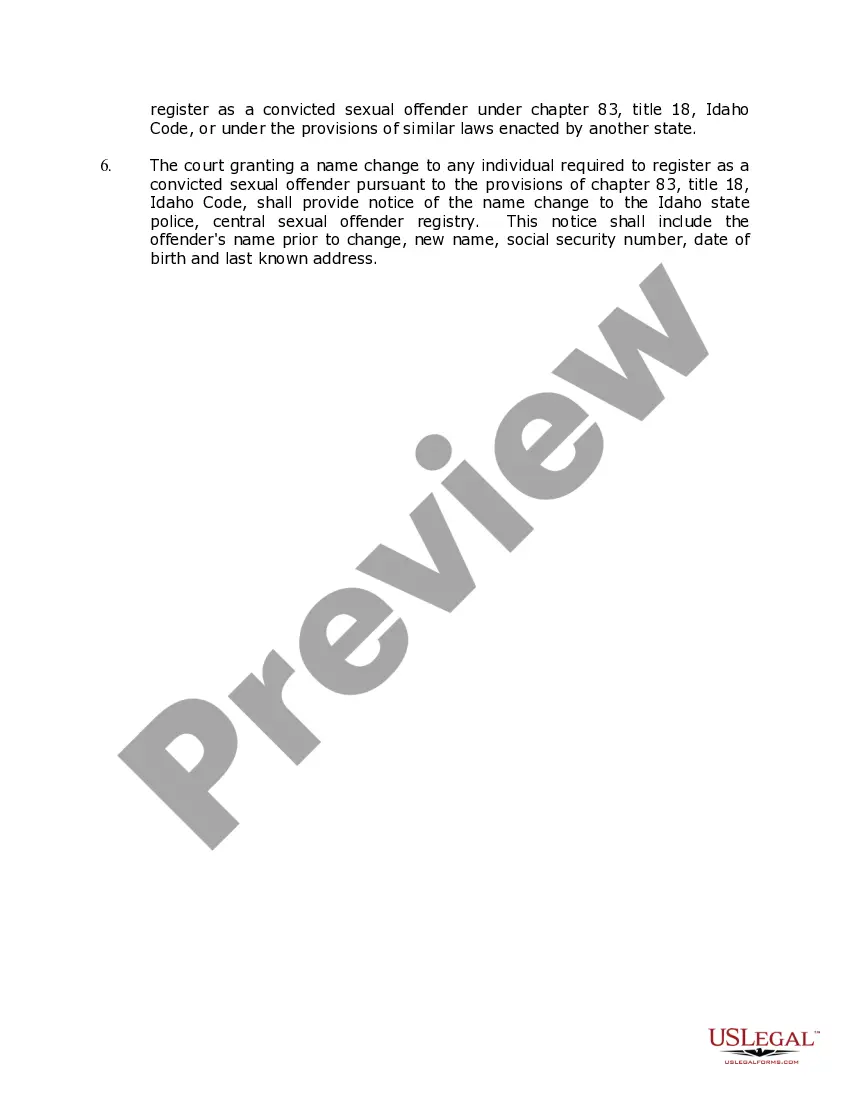 Preview Idaho Name Change Instructions and Forms Package for an Adult
