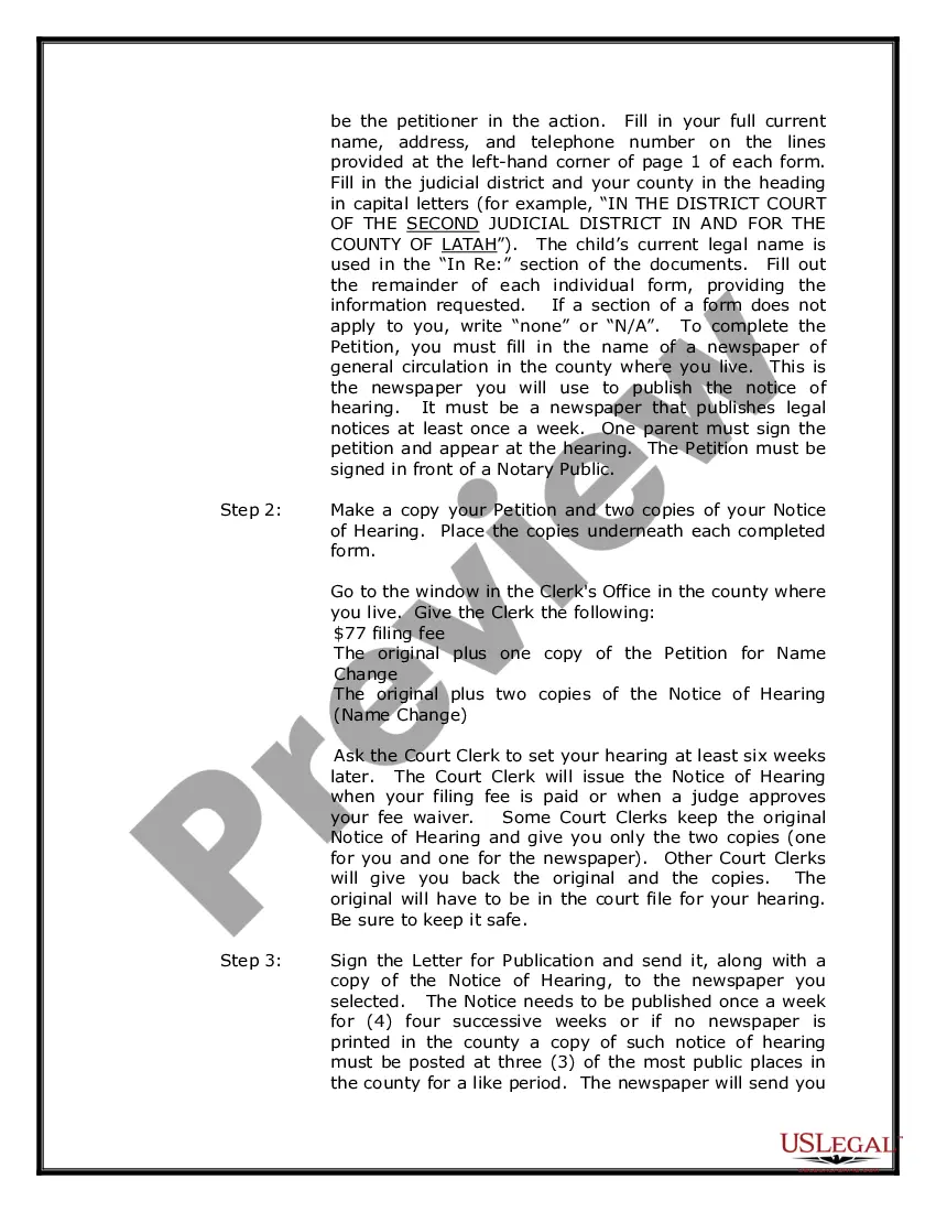 Preview Idaho Name Change Instructions and Forms Package for a Minor