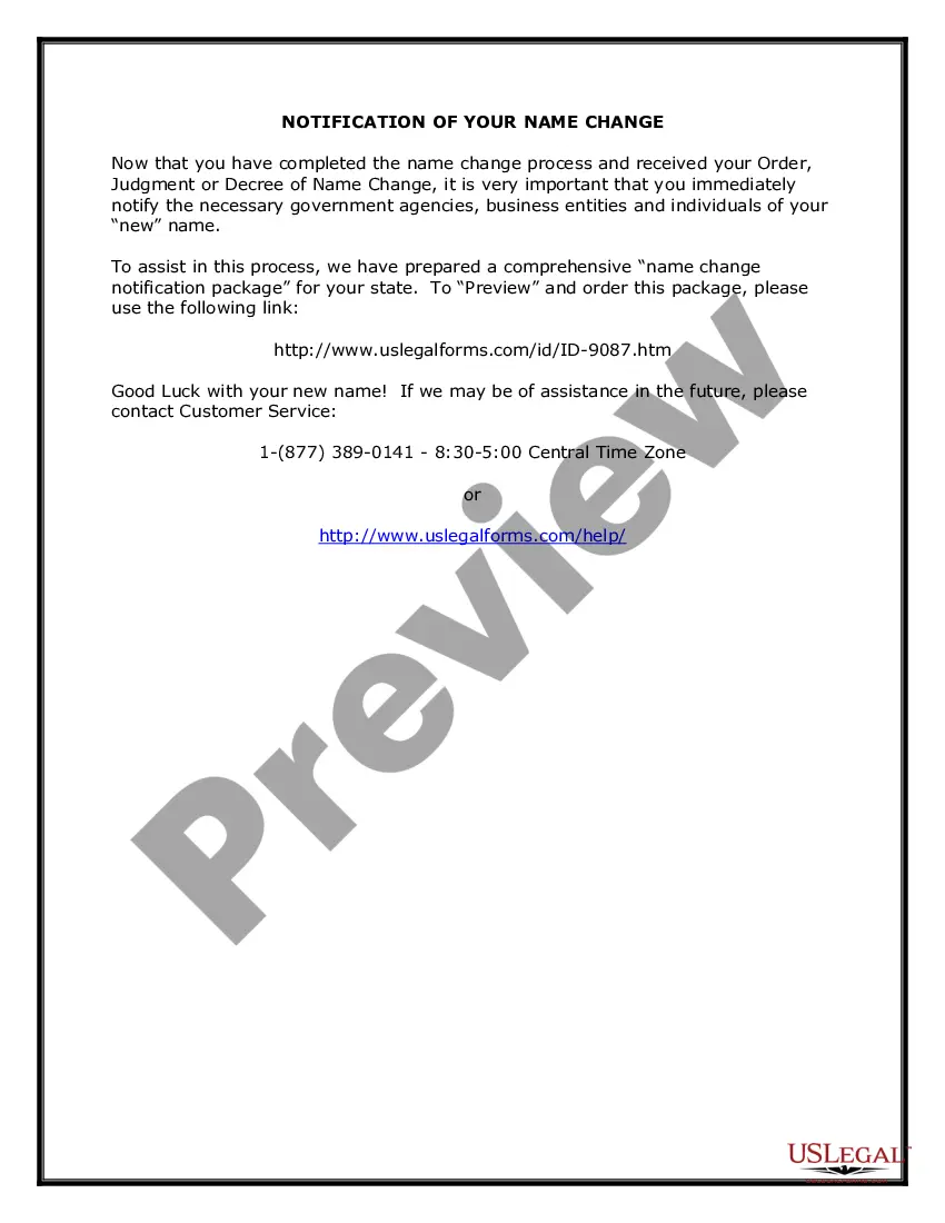 Preview Idaho Name Change Instructions and Forms Package for a Minor