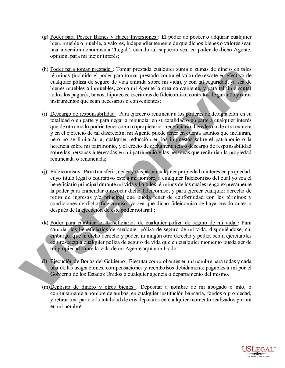 Preview Poder general duradero para la propiedad y las finanzas o efectivo financiero en caso de incapacidad