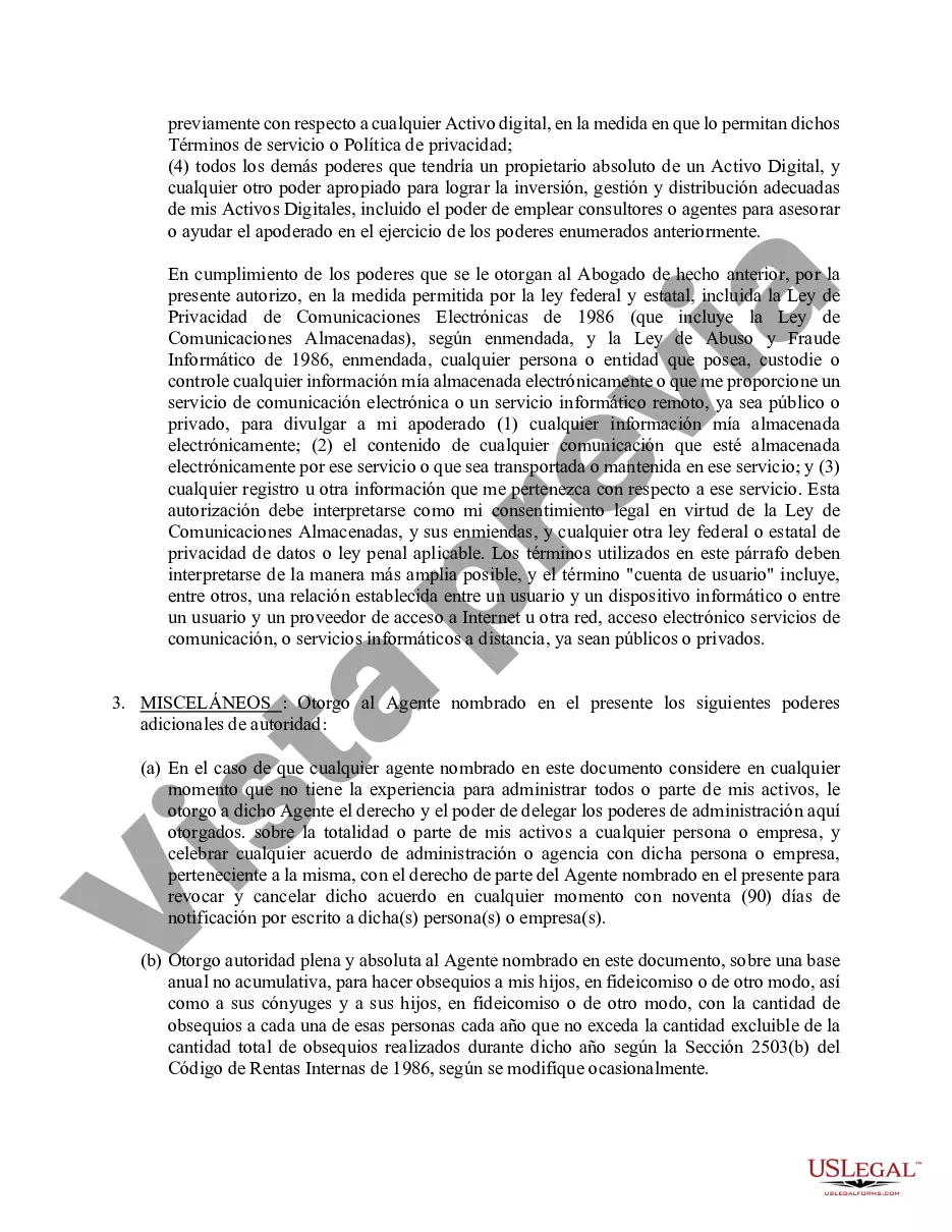 Preview Poder general duradero para la propiedad y las finanzas o efectivo financiero en caso de incapacidad