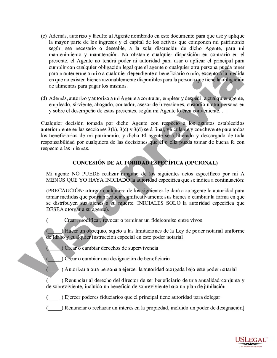 Preview Poder general duradero para la propiedad y las finanzas o efectivo financiero en caso de incapacidad