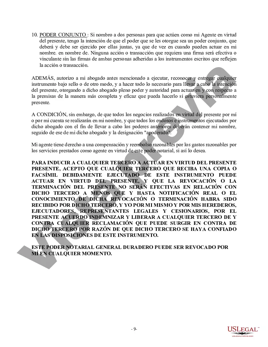 Preview Poder General Duradero para Bienes y Finanzas o Financiero Efectivo Inmediatamente