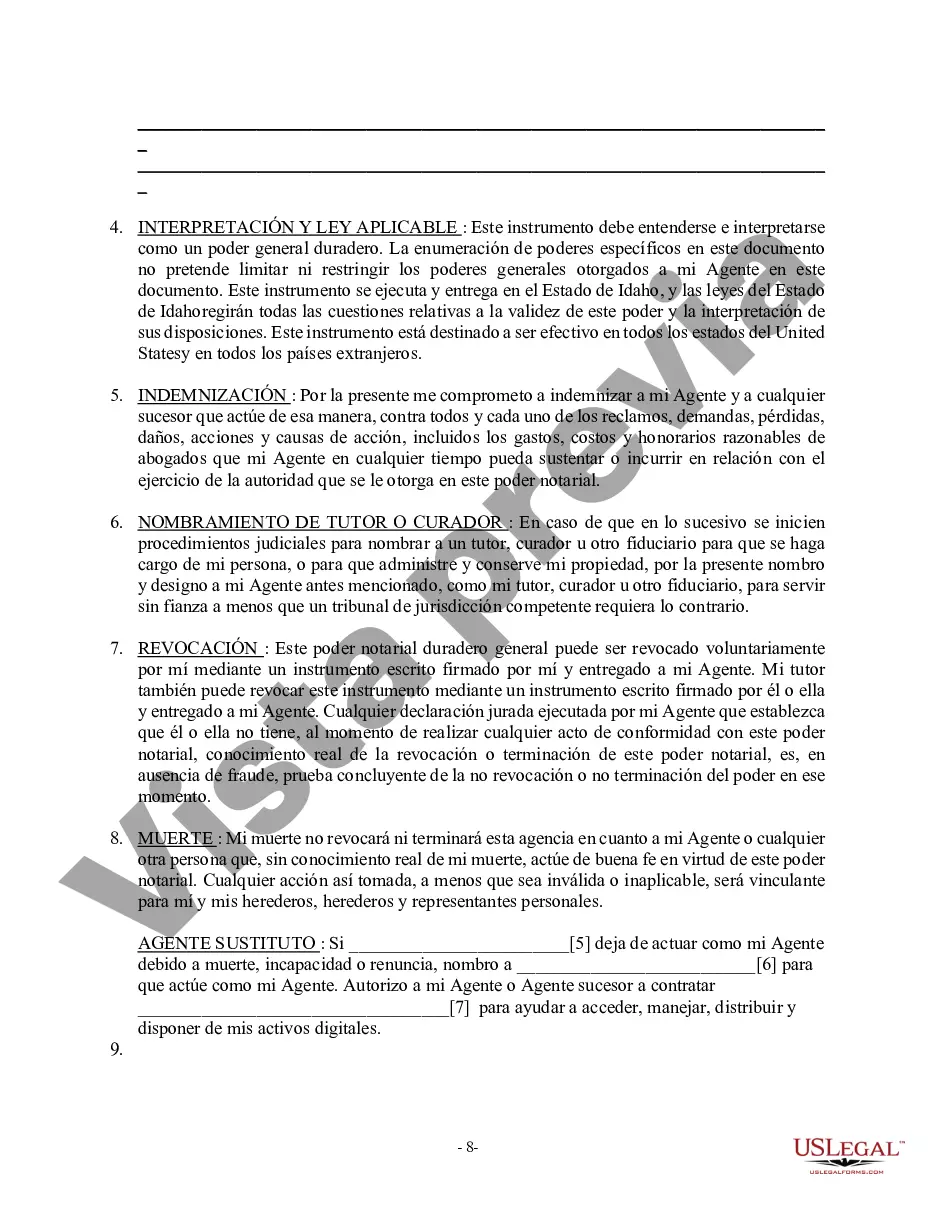 Preview Poder General Duradero para Bienes y Finanzas o Financiero Efectivo Inmediatamente