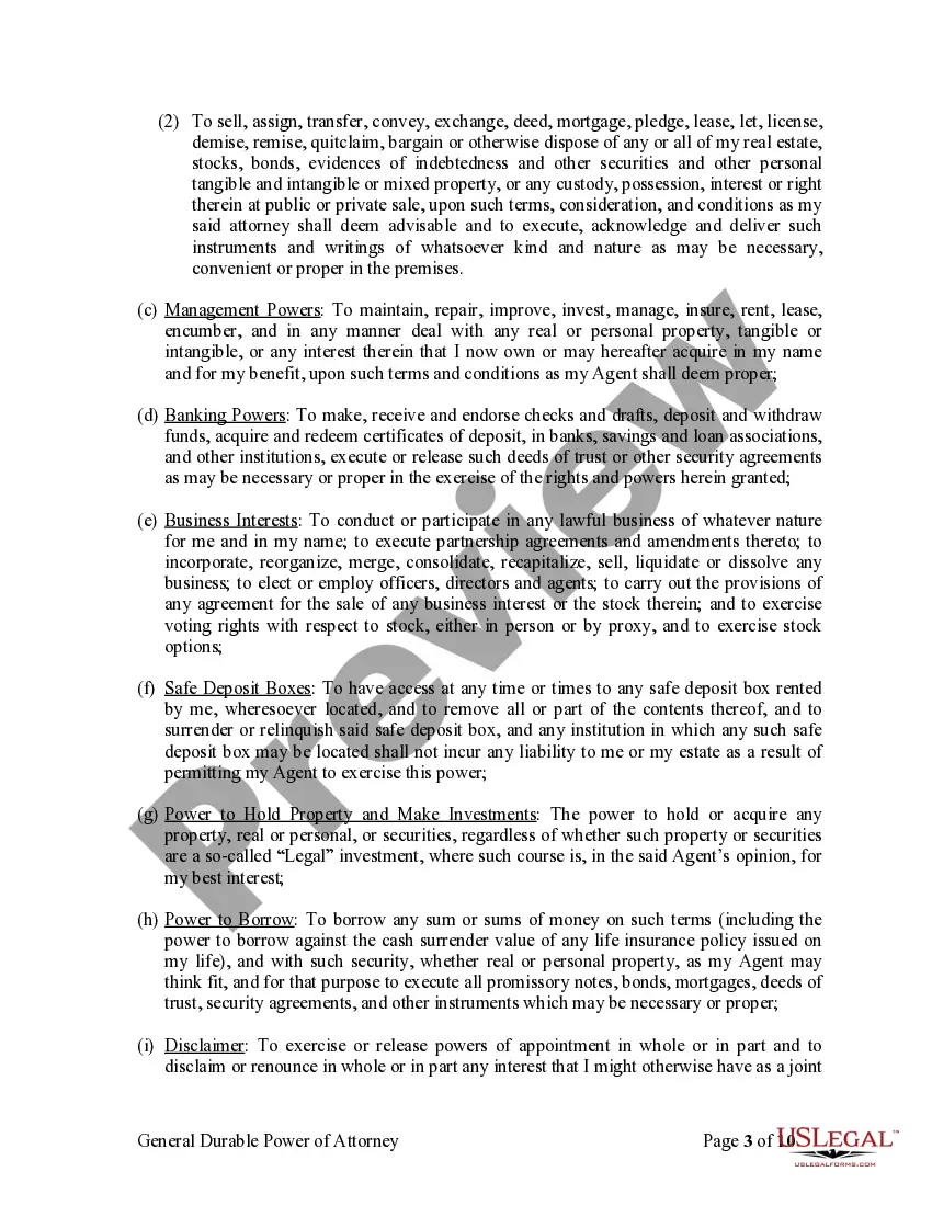 Preview General Durable Power of Attorney for Property and Finances or Financial Effective Immediately