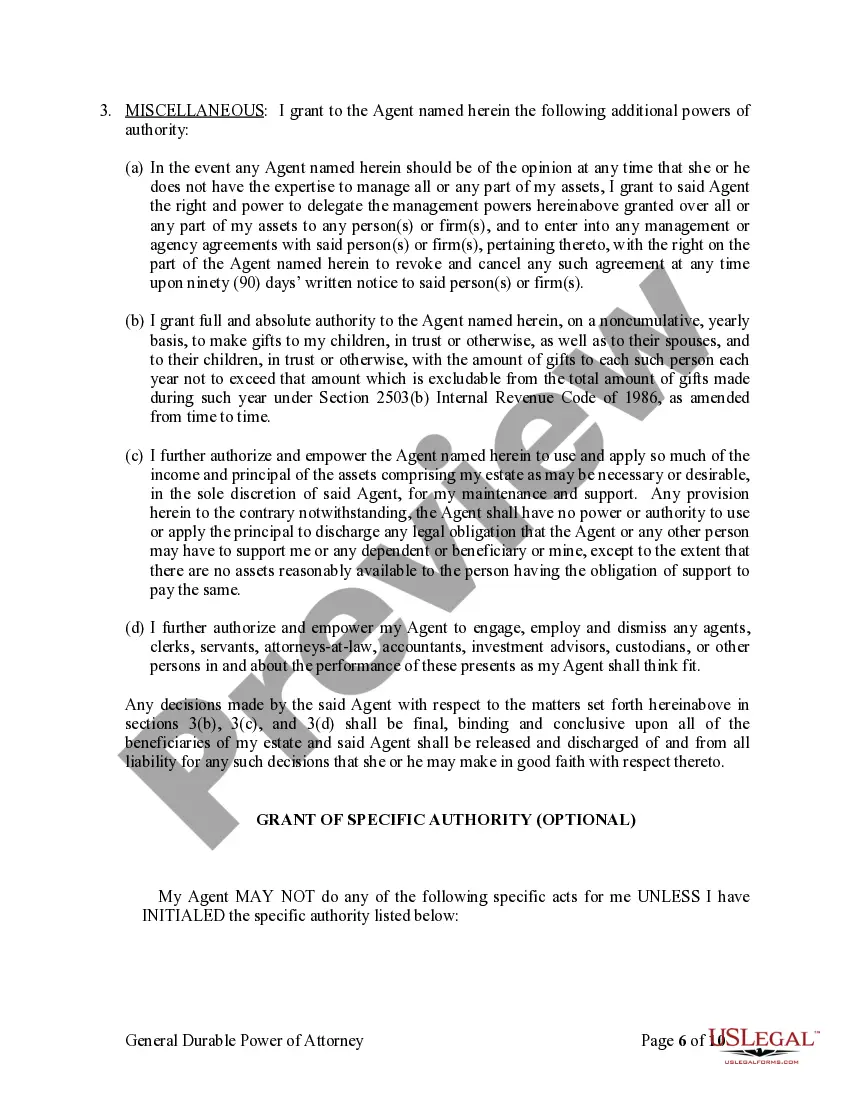 Preview General Durable Power of Attorney for Property and Finances or Financial Effective Immediately