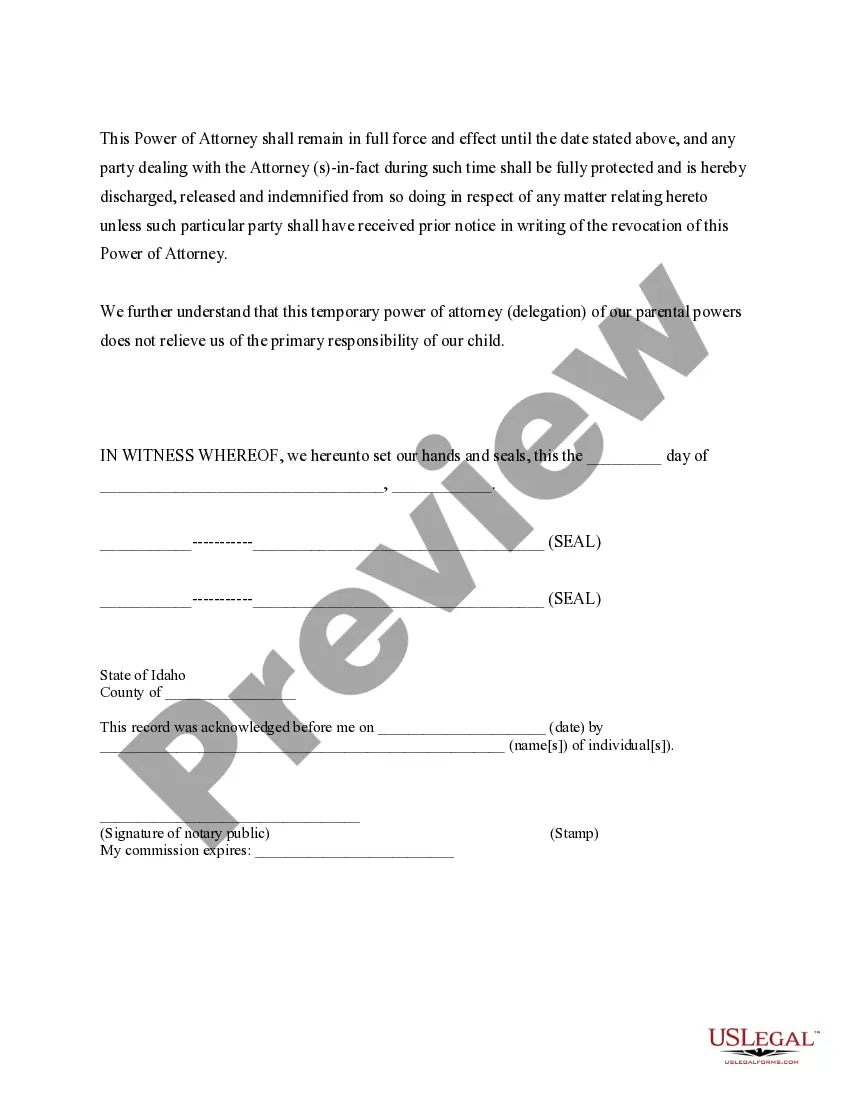 Preview General Power of Attorney for Care and Custody of Child or Children