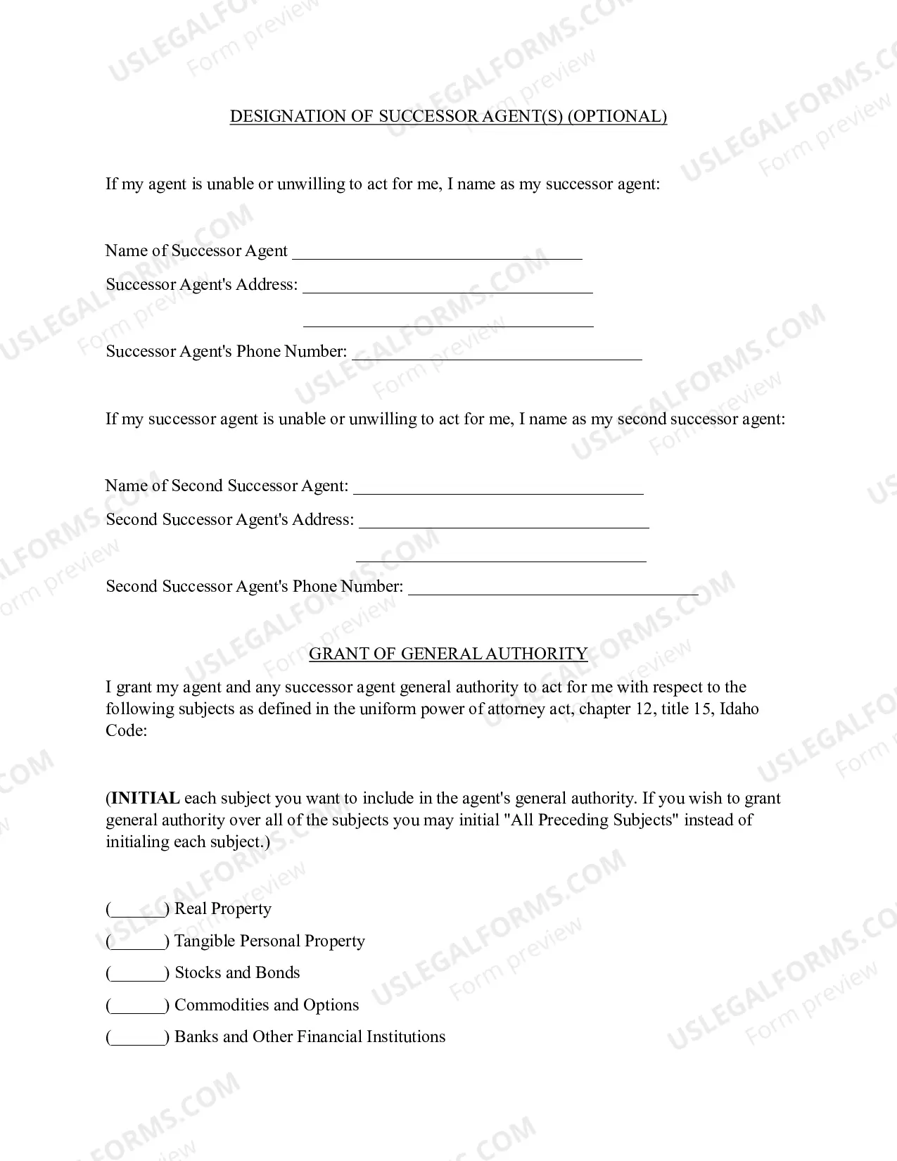 Preview Statutory Power of Attorney