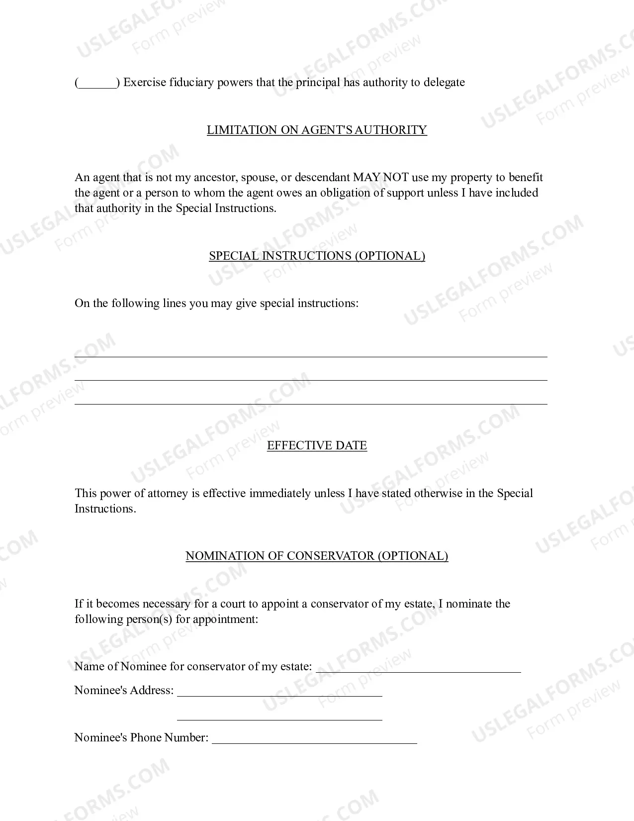 Preview Statutory Power of Attorney