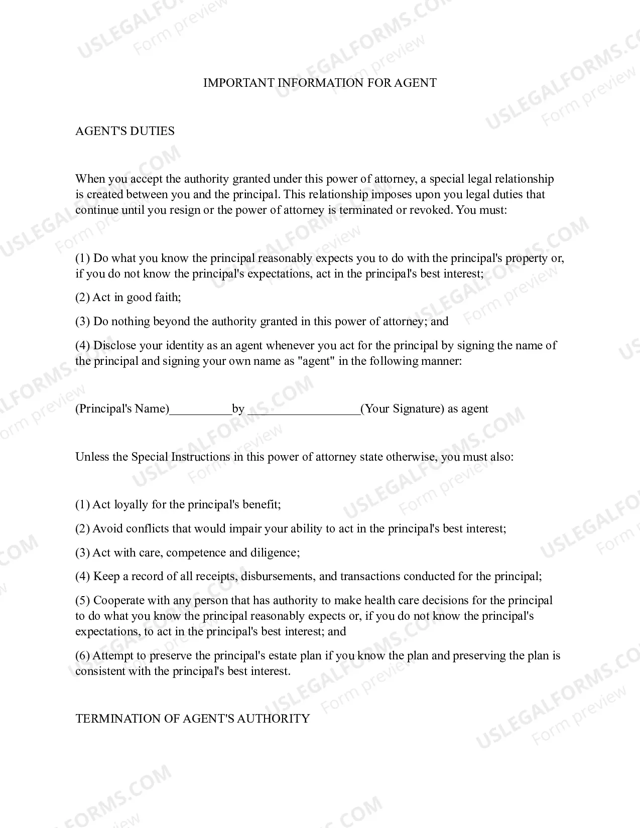 Preview Statutory Power of Attorney