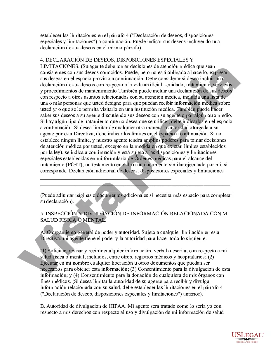 Preview Testamento vital reglamentario y poder notarial duradero para atención médica