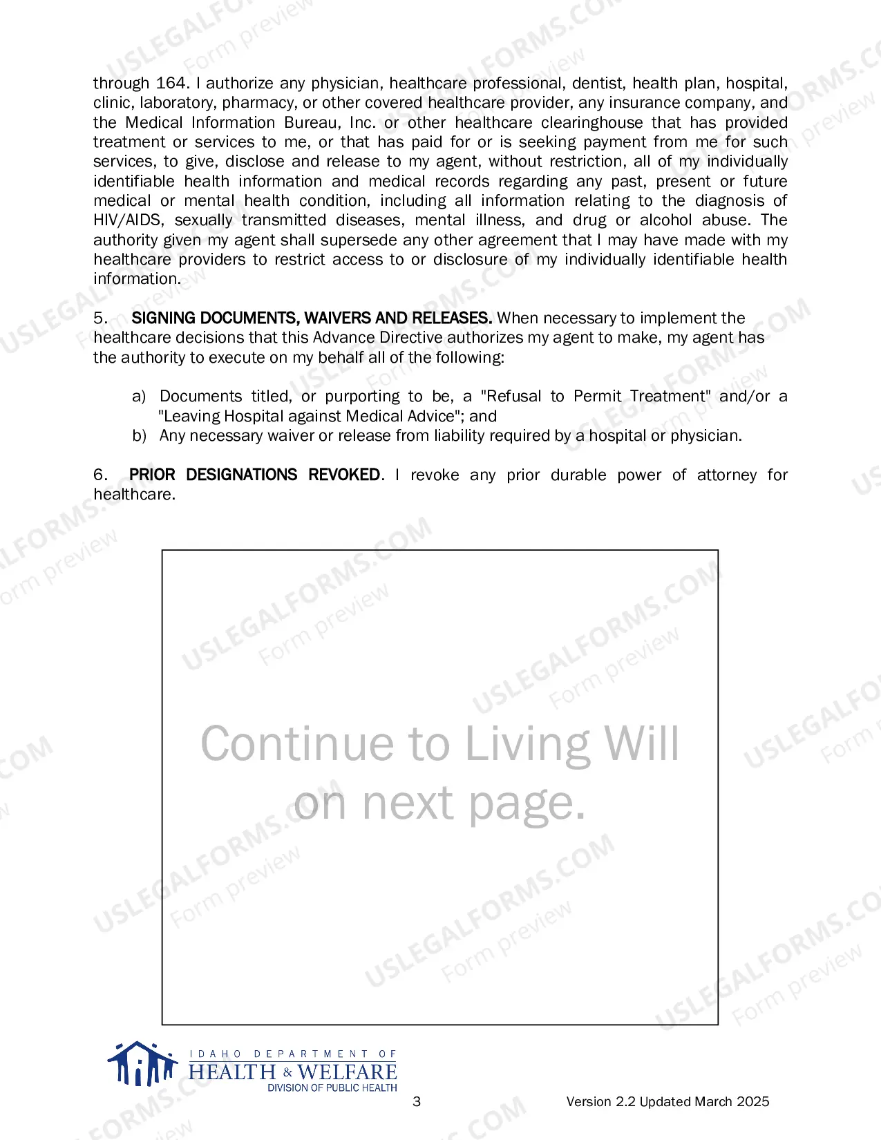 Preview Statutory Living Will and Durable Power of Attorney for Health Care
