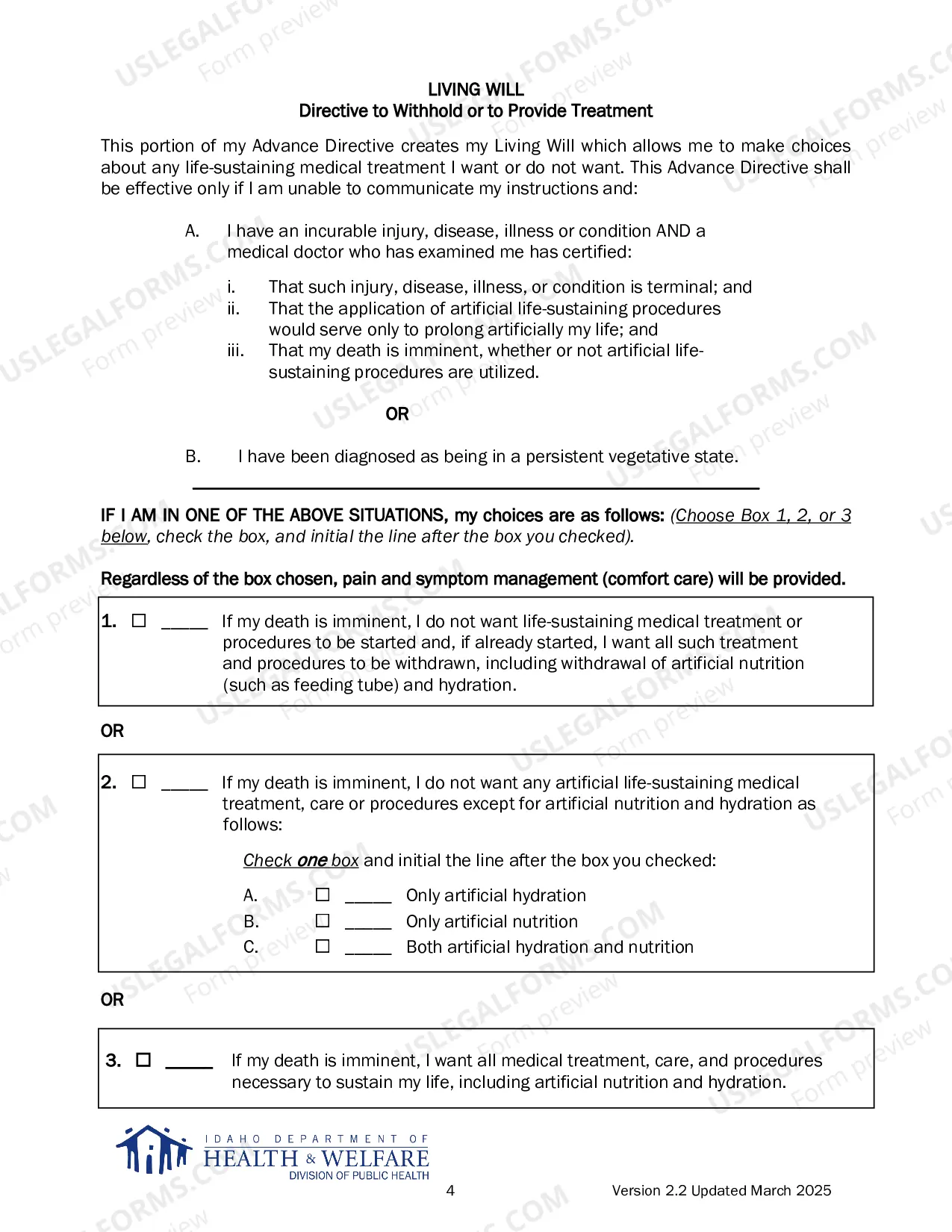 Preview Statutory Living Will and Durable Power of Attorney for Health Care