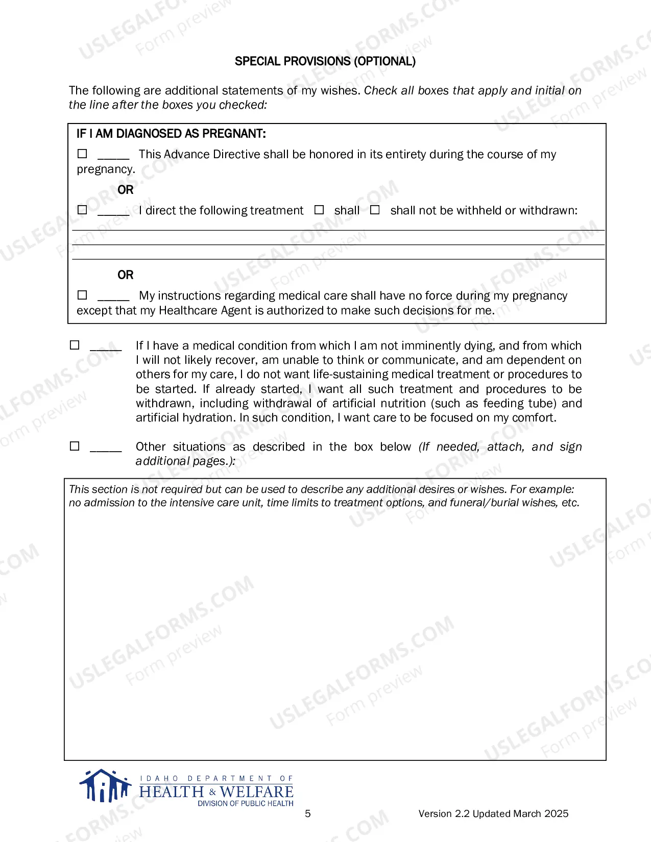 Preview Statutory Living Will and Durable Power of Attorney for Health Care