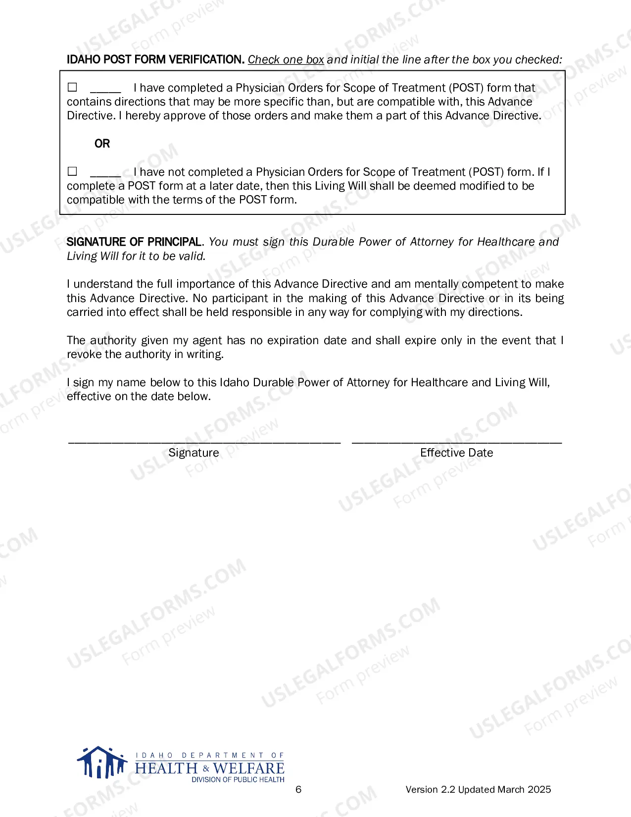 Preview Statutory Living Will and Durable Power of Attorney for Health Care