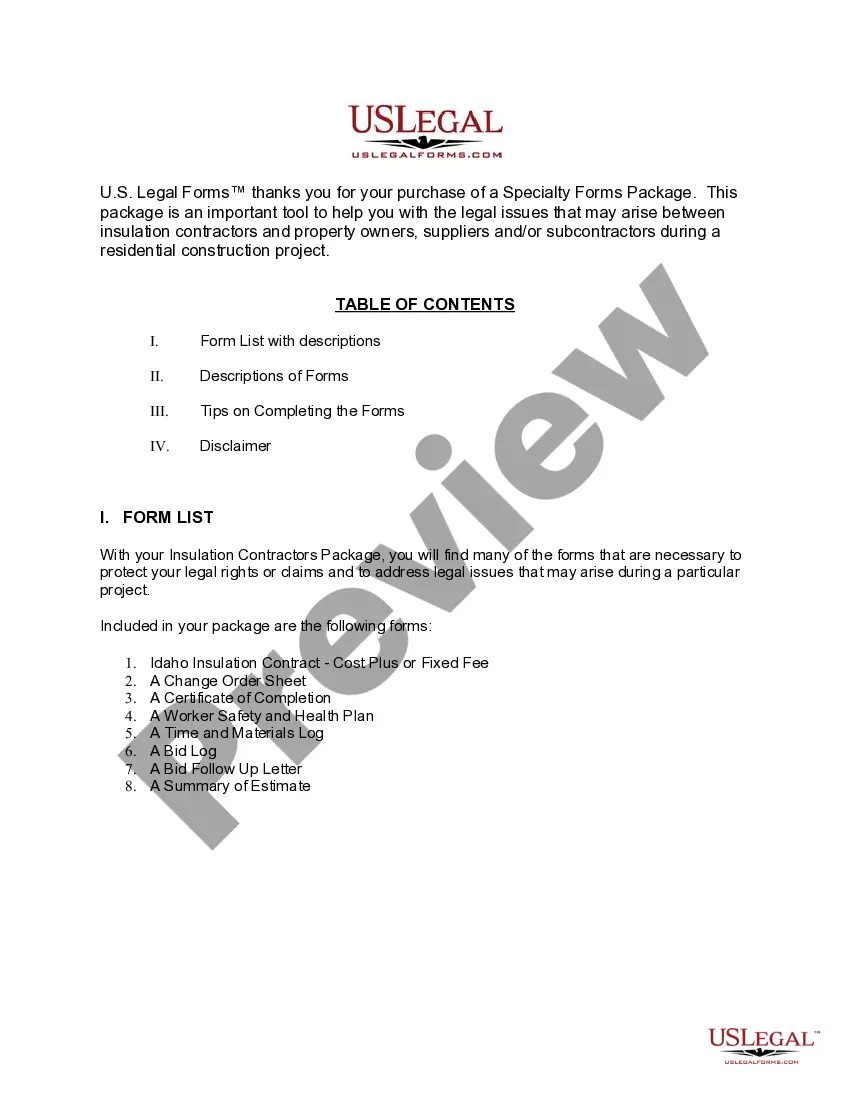 Preview Idaho Insulation Contractor Package