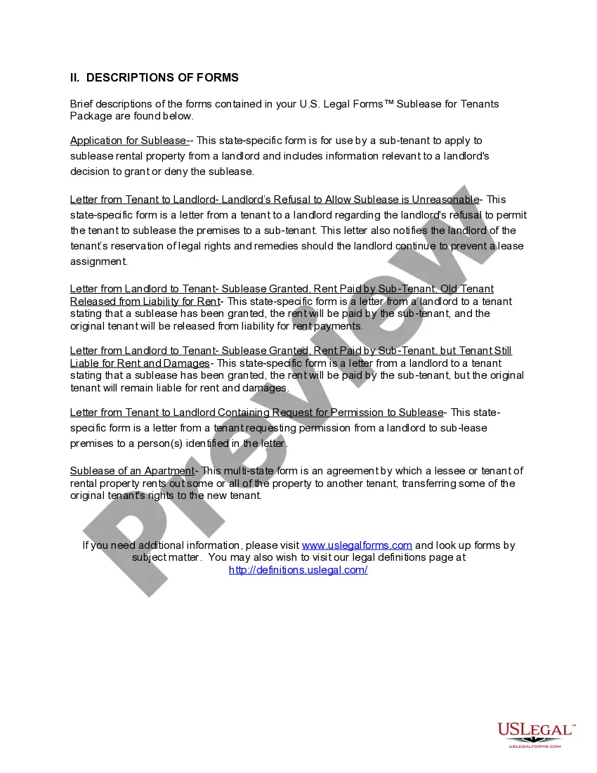 Preview Idaho Landlord Tenant Sublease Package