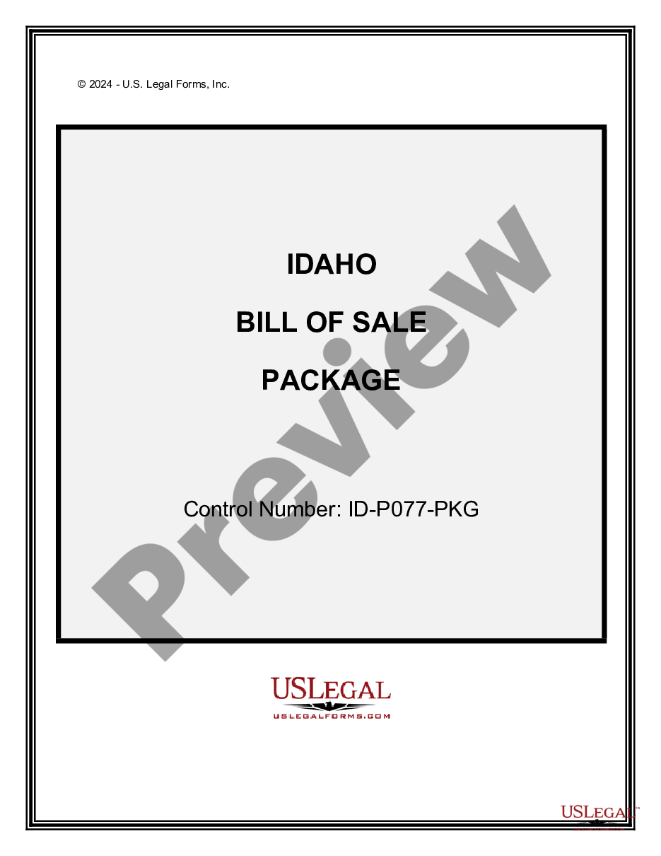 page 0 Bill of Sale Package preview
