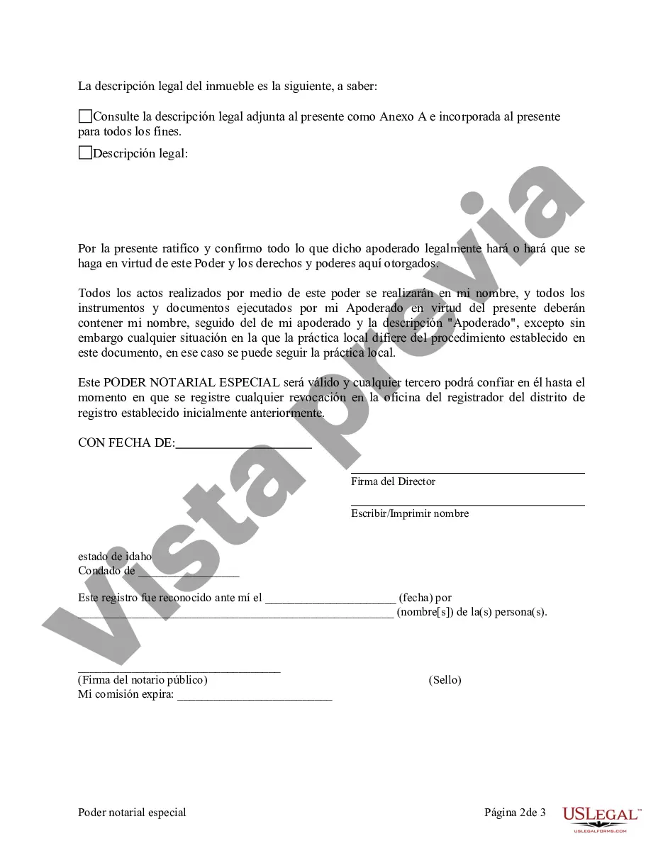 Preview Poder notarial especial o limitado para transacciones de venta de bienes raíces por parte del vendedor