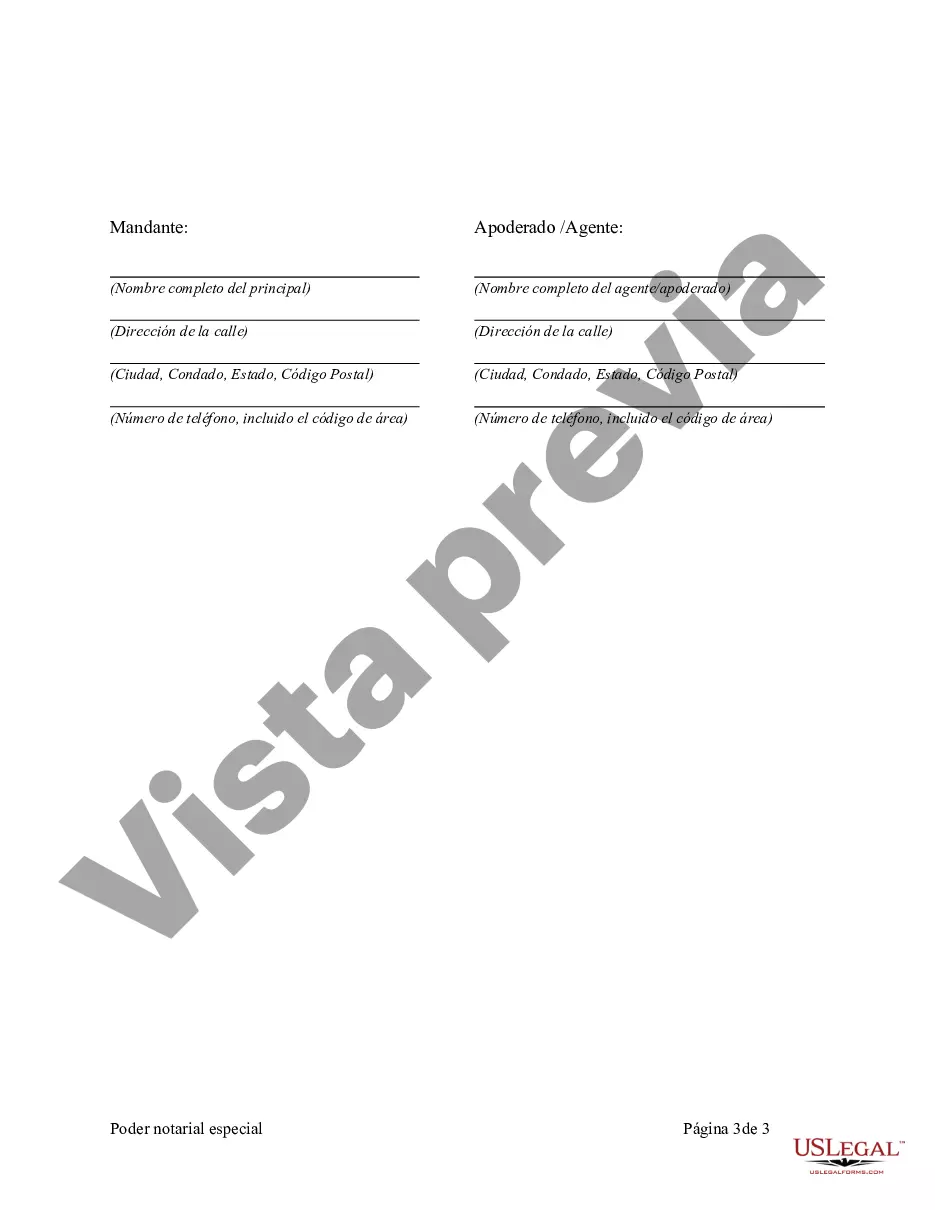 Preview Poder notarial especial o limitado para transacciones de compra de bienes raíces por parte del comprador