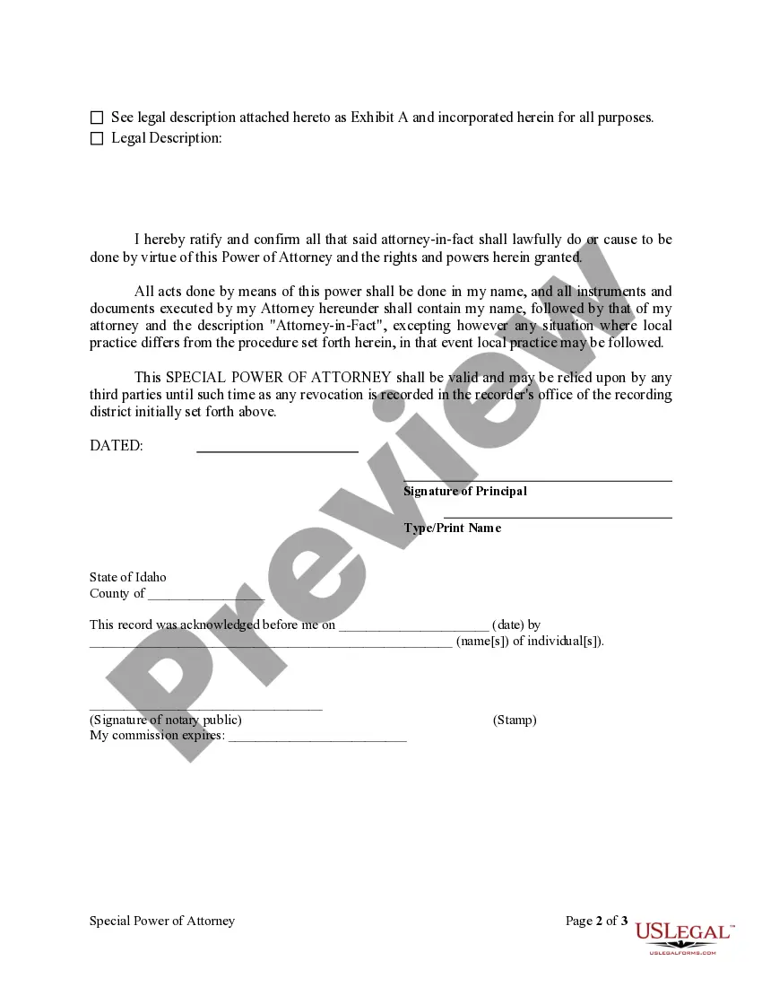 Preview Special or Limited Power of Attorney for Real Estate Purchase Transaction by Purchaser