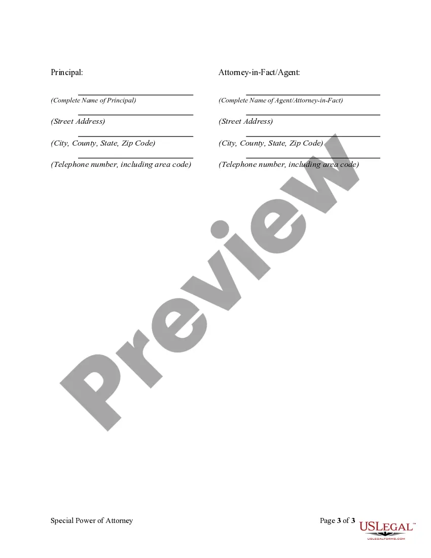 Preview Special or Limited Power of Attorney for Real Estate Purchase Transaction by Purchaser