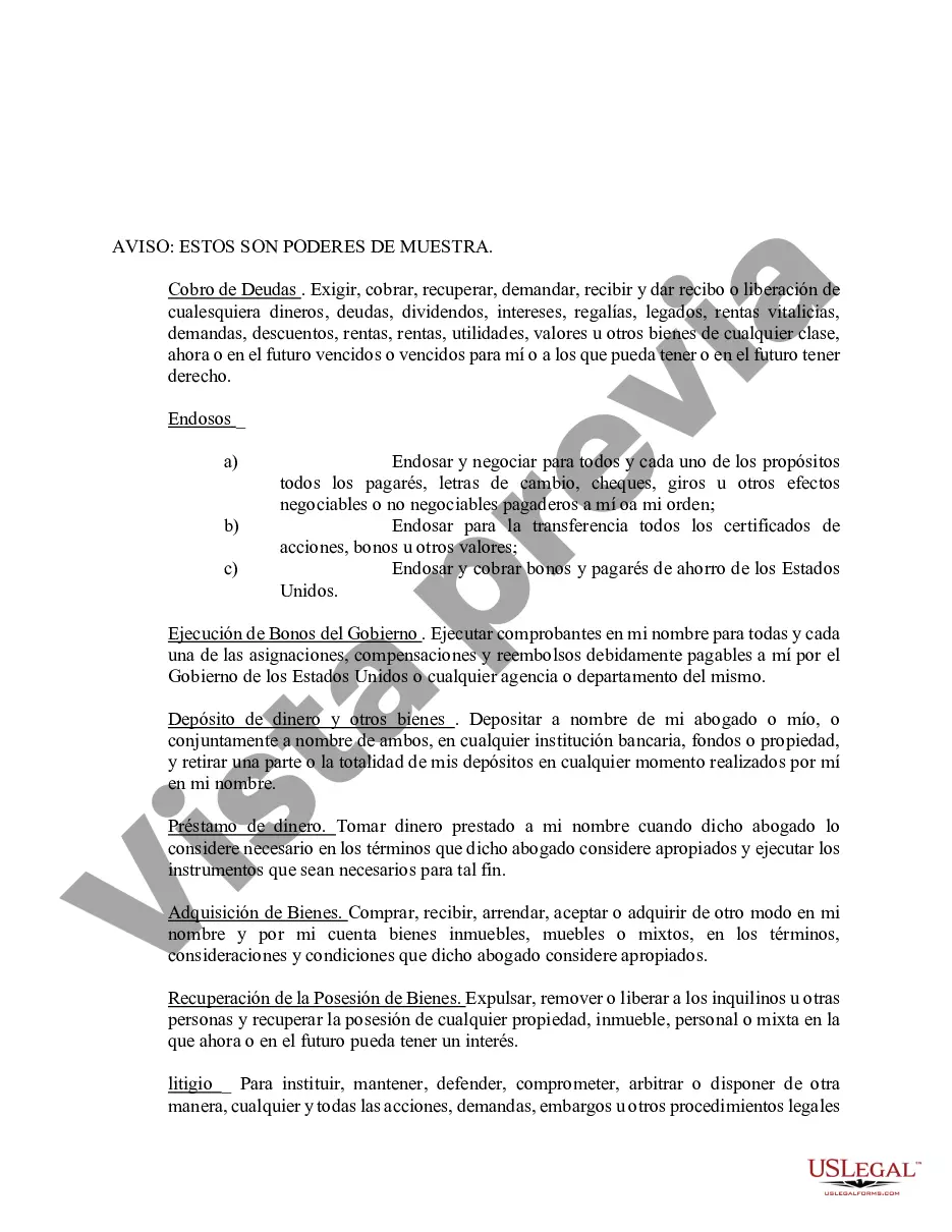 Preview Poder notarial limitado en el que se especifican poderes con ejemplos de poderes incluidos