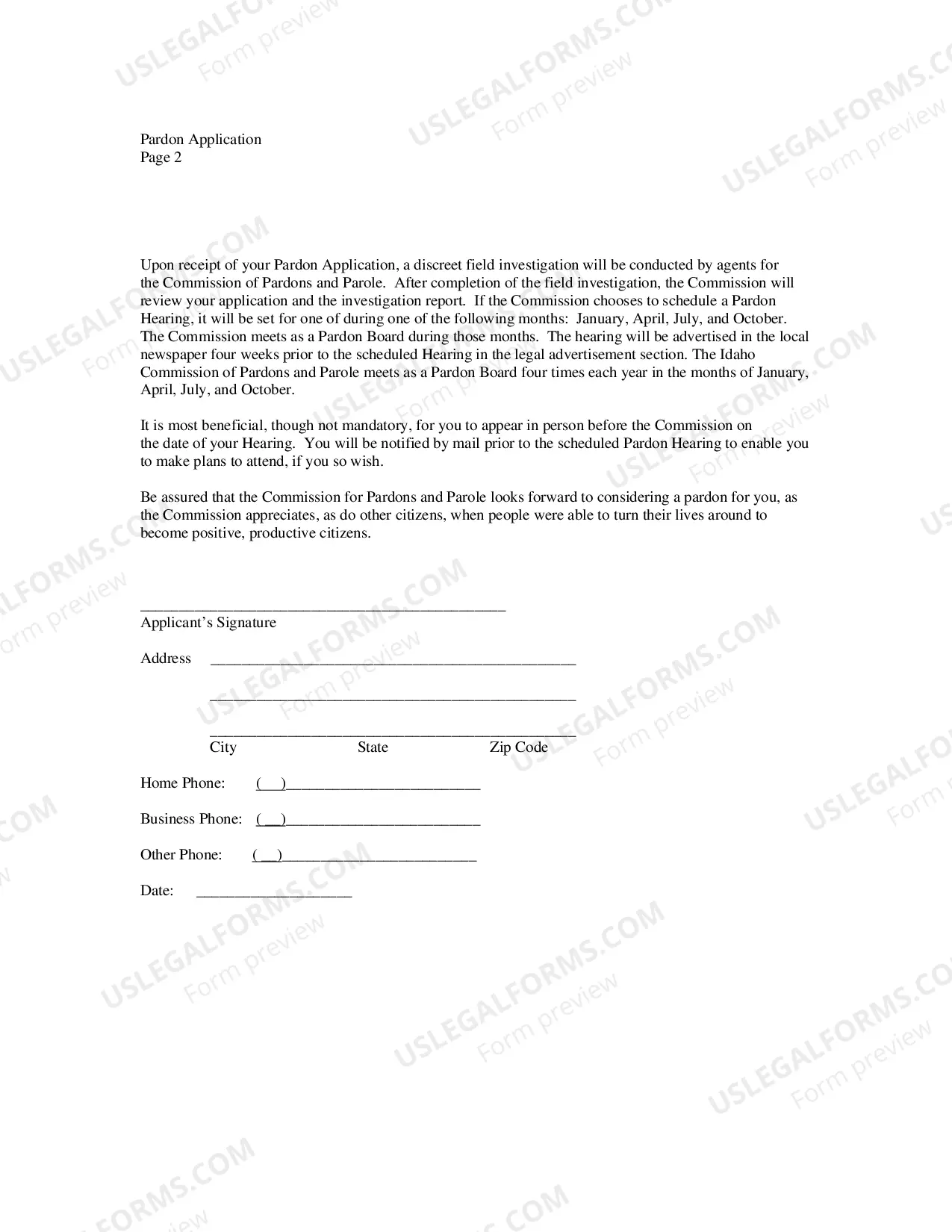 Preview Pardon Application