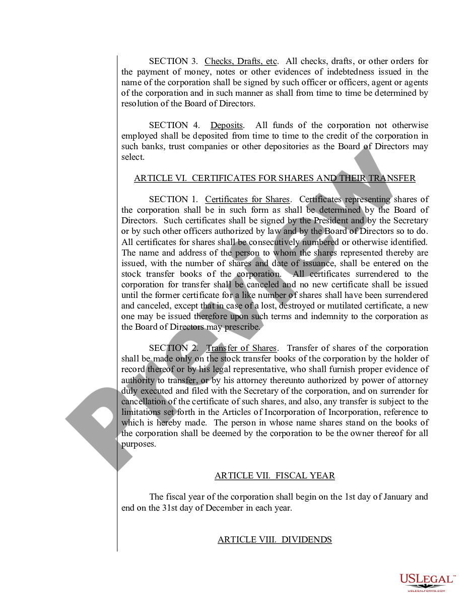 page 8 Sample Bylaws for an Idaho Professional Corporation preview