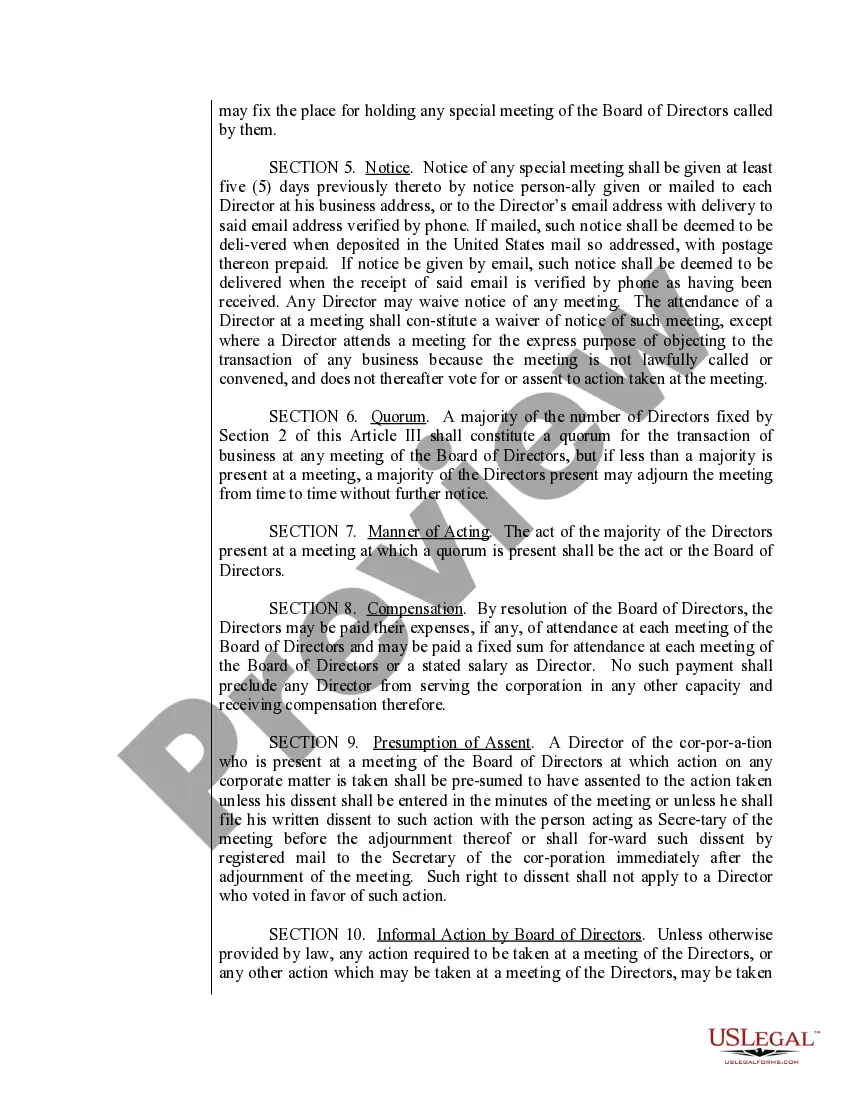 Preview Sample Bylaws for an Idaho Professional Corporation