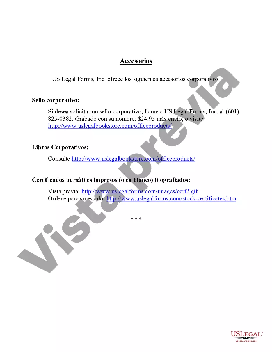 Preview Muestra de registros corporativos para una corporación profesional de Idaho