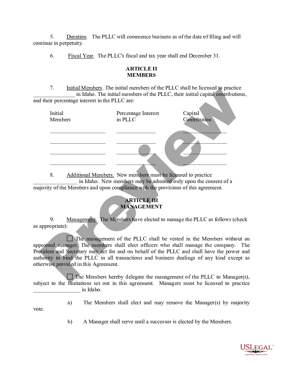 page 2 Sample Operating Agreement for an Idaho Professional Limited Liability Company PLLC preview
