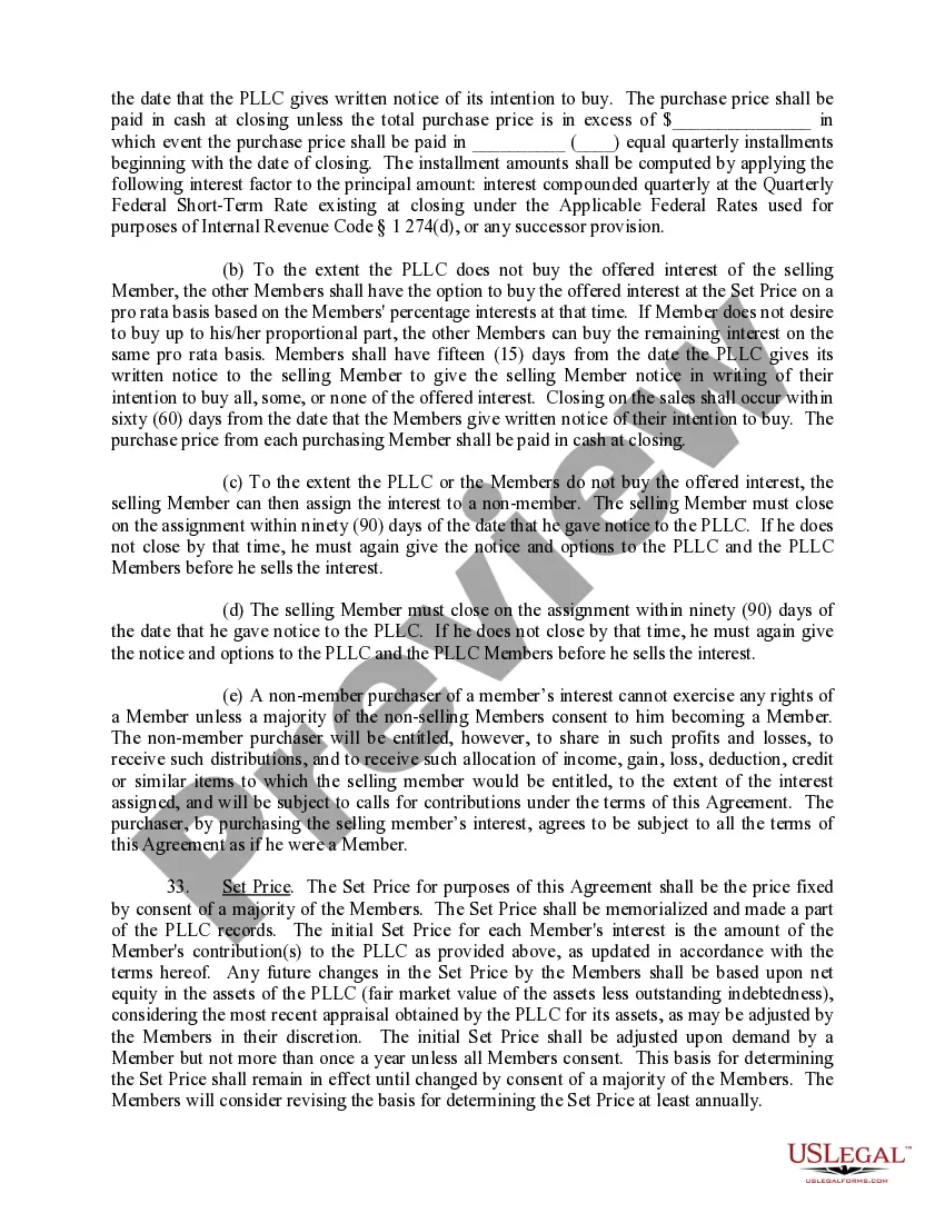 Preview Sample Operating Agreement for an Idaho Professional Limited Liability Company PLLC