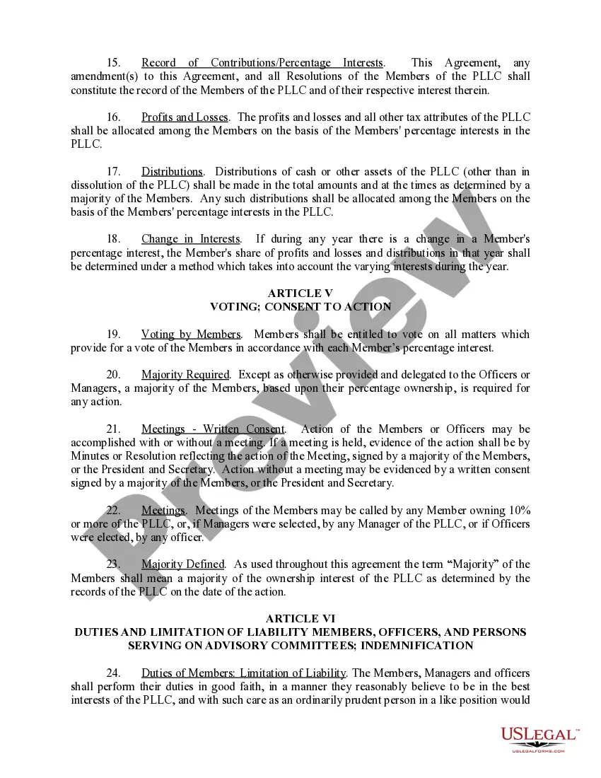 Preview Sample Operating Agreement for an Idaho Professional Limited Liability Company PLLC