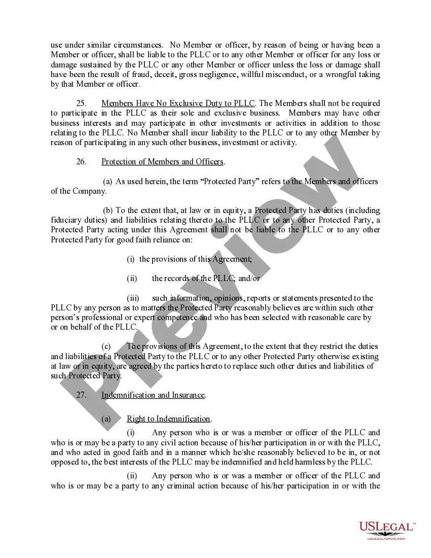 Preview Sample Operating Agreement for an Idaho Professional Limited Liability Company PLLC