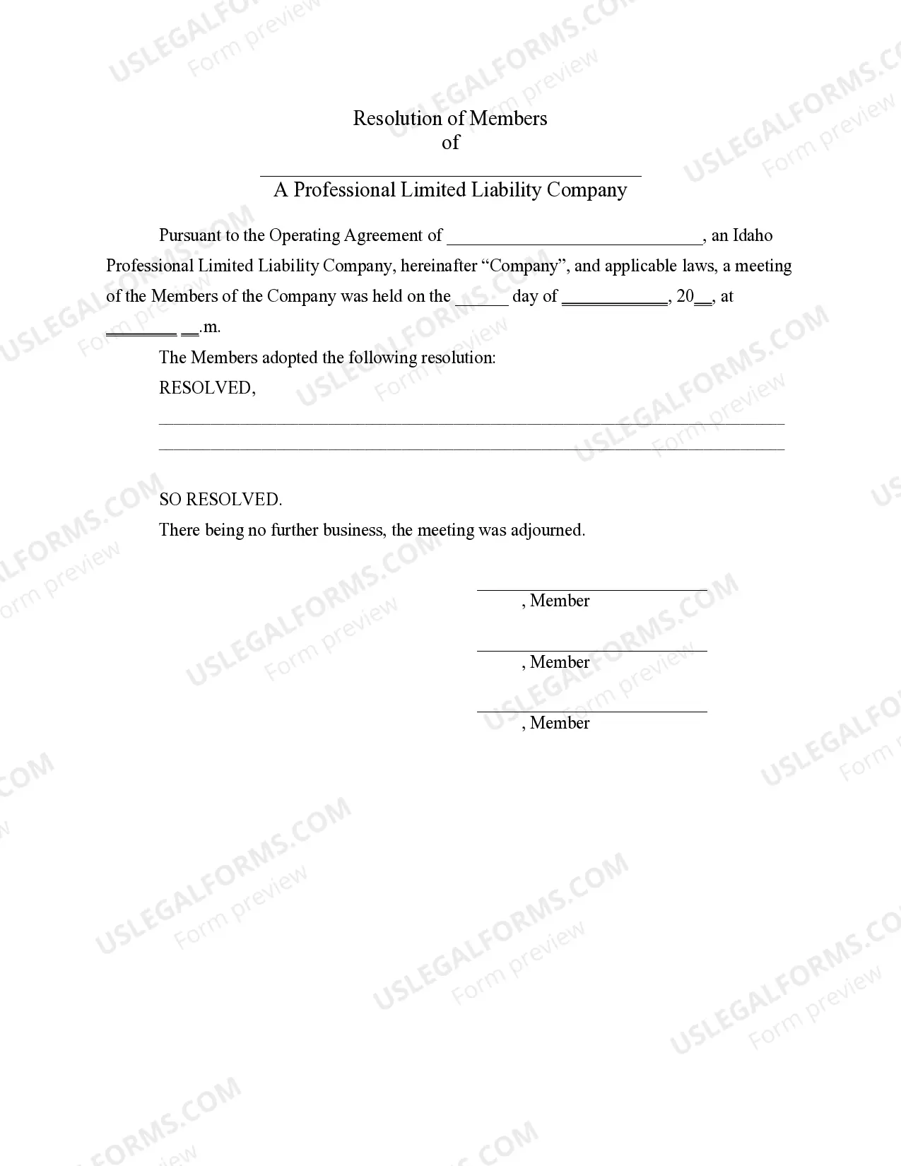 Preview PLLC Notices and Resolutions