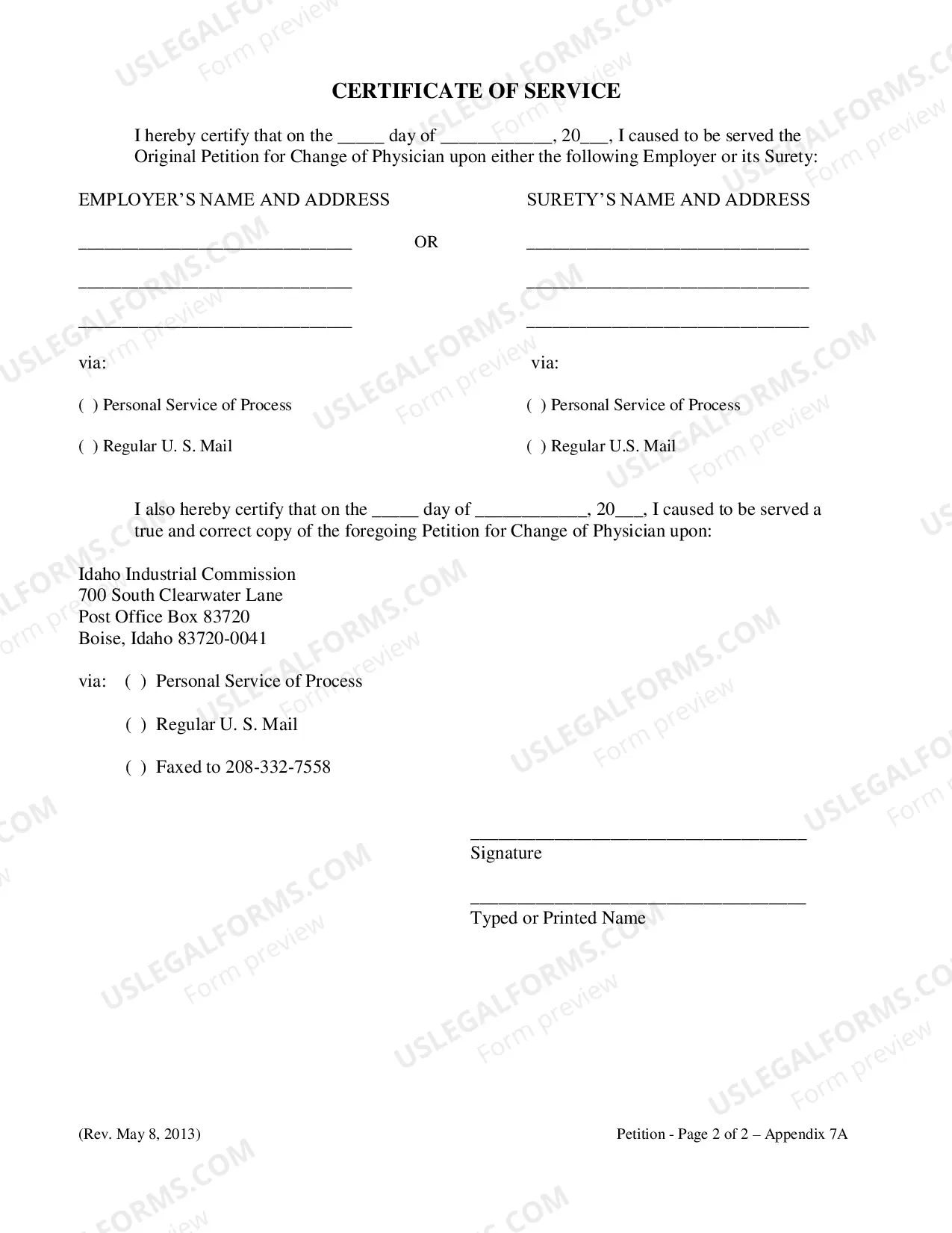 Preview Petition For Change of Physician