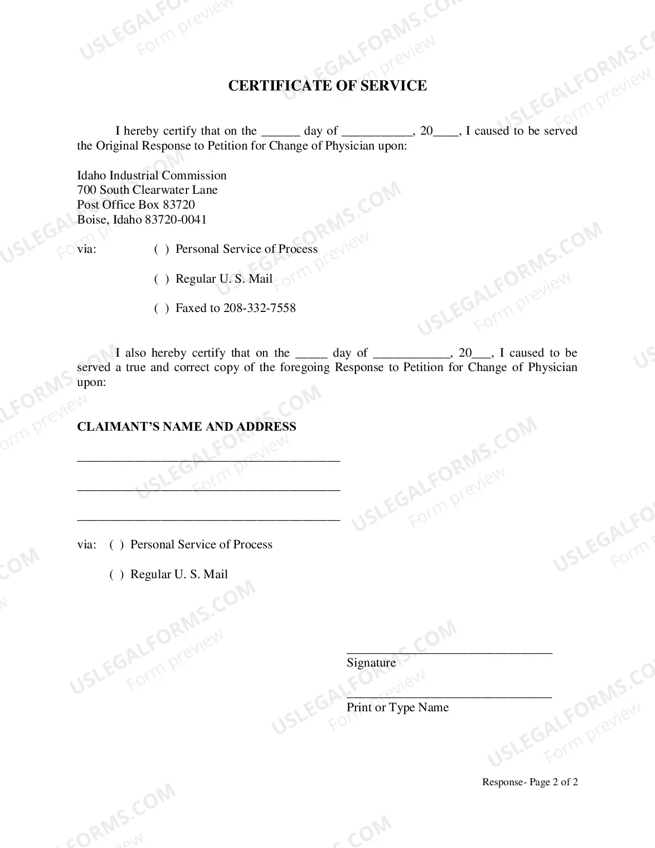 Preview Response To Petition For Change of Physician