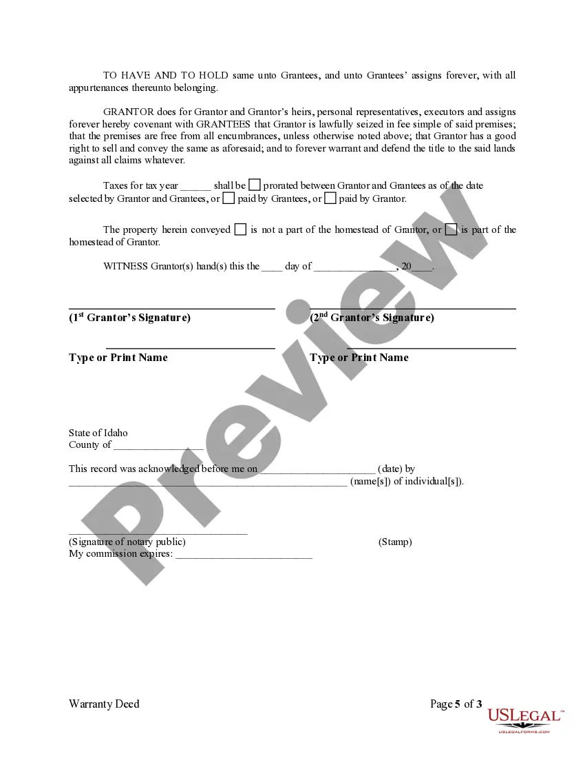 Get Warranty Deed for Separate or Joint Property to Joint Tenancy Preview Warranty Deed for Separate or Joint Property to Joint Tenancy