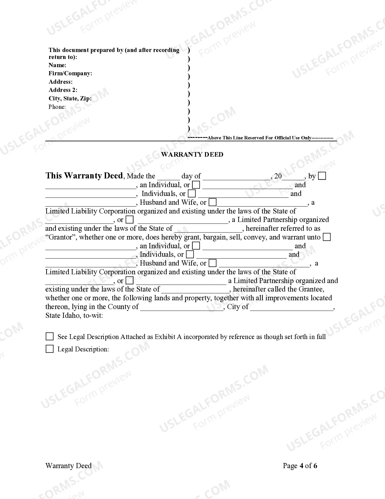Preview Warranty Deed from Limited Partnership or LLC is the Grantor, or Grantee